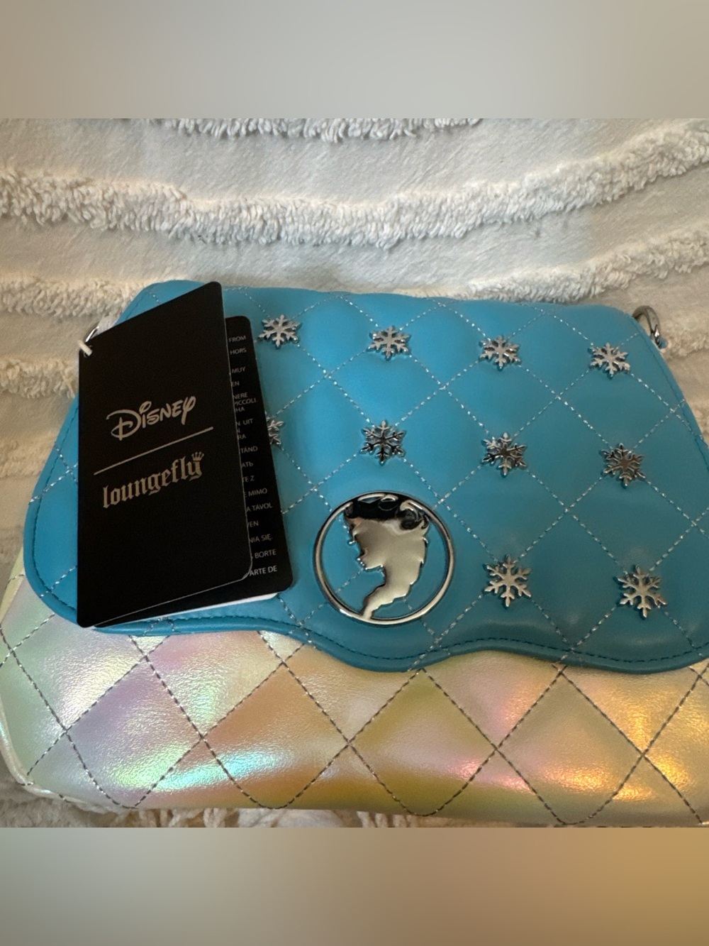 Loungefly Disney Frozen Princess Elsa Pearlescent Crossbody Bag Iridescent NWT